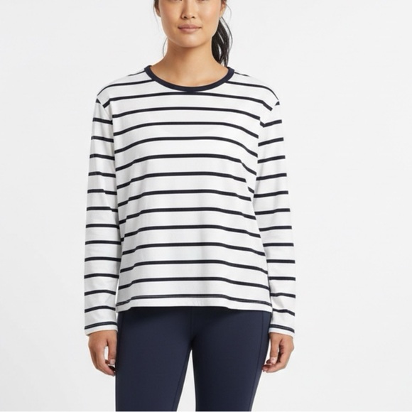 Athleta Tops - Athleta Long Sleeve Tee - Navy and White Stripes